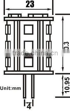 CE RoHS 360 degree 2.5W 300lm Barrel type G4 LED light