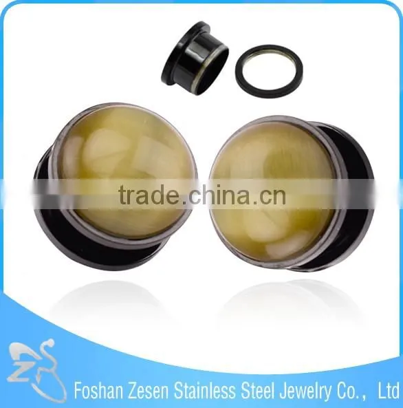 TP011446 Factory direct sale body piercing fashion black natural stone ear plug