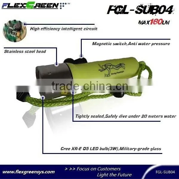 stainless steel head AA battery q5 LED diving torch