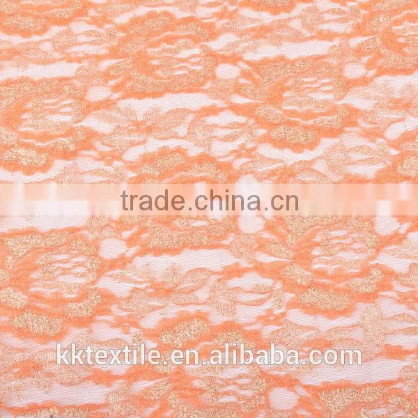 New arrival China supplier metallic thread embroidery in lace mesh fabrics