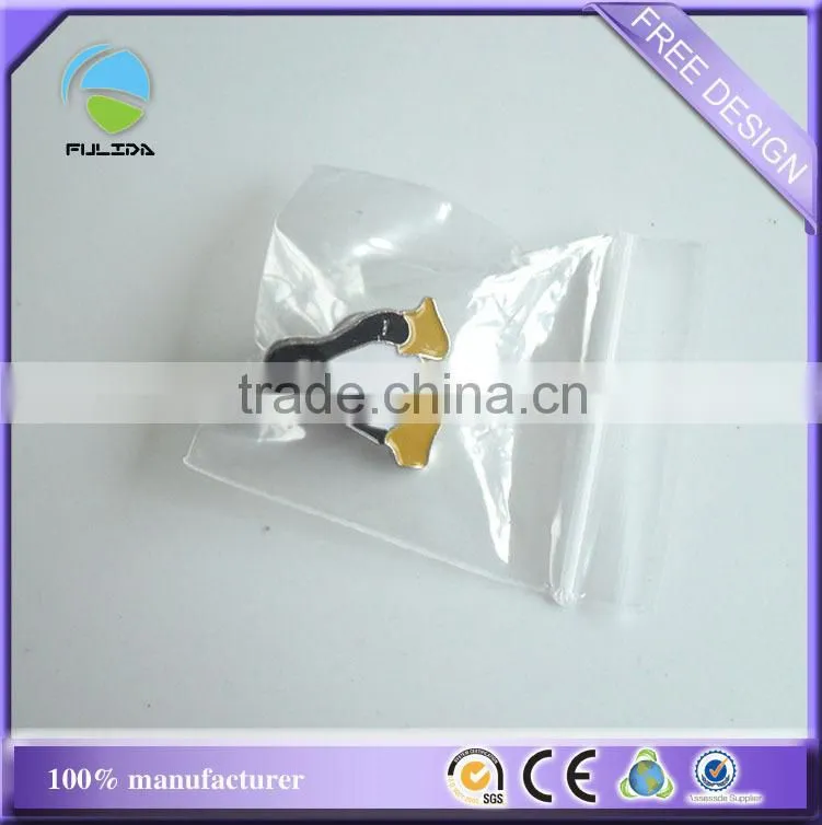 custom animal penguin shaped metal lapel pin badge