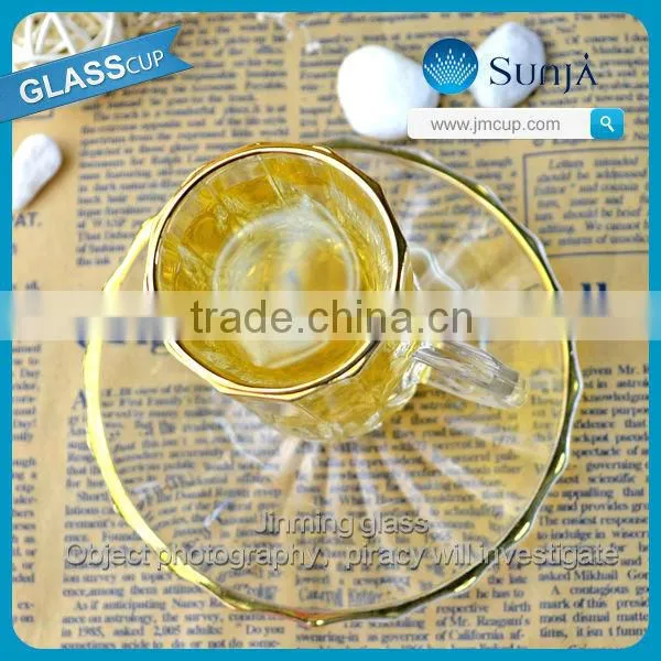 Mouth gilt diamond tea cup with plate set china manufacturer