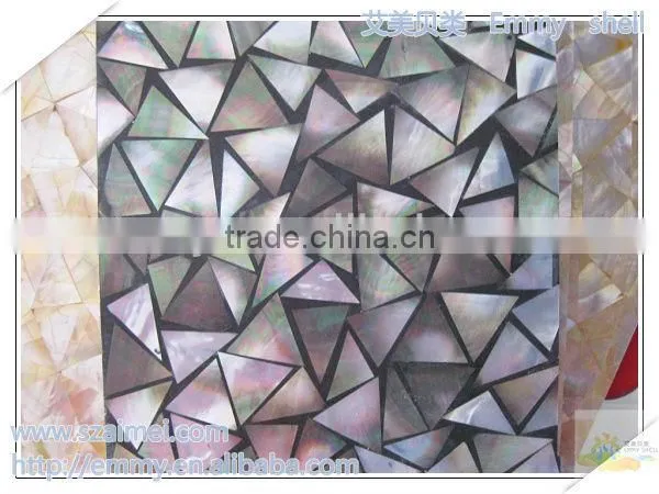 Triangle black/gray mother of pearl seashell mosaic with black Resin wall tile