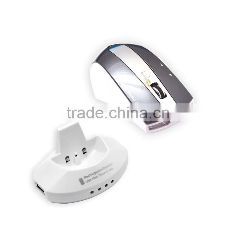 Universal optical wireless mouse rechargeable DPI mouse with usb docking station for TV and PC