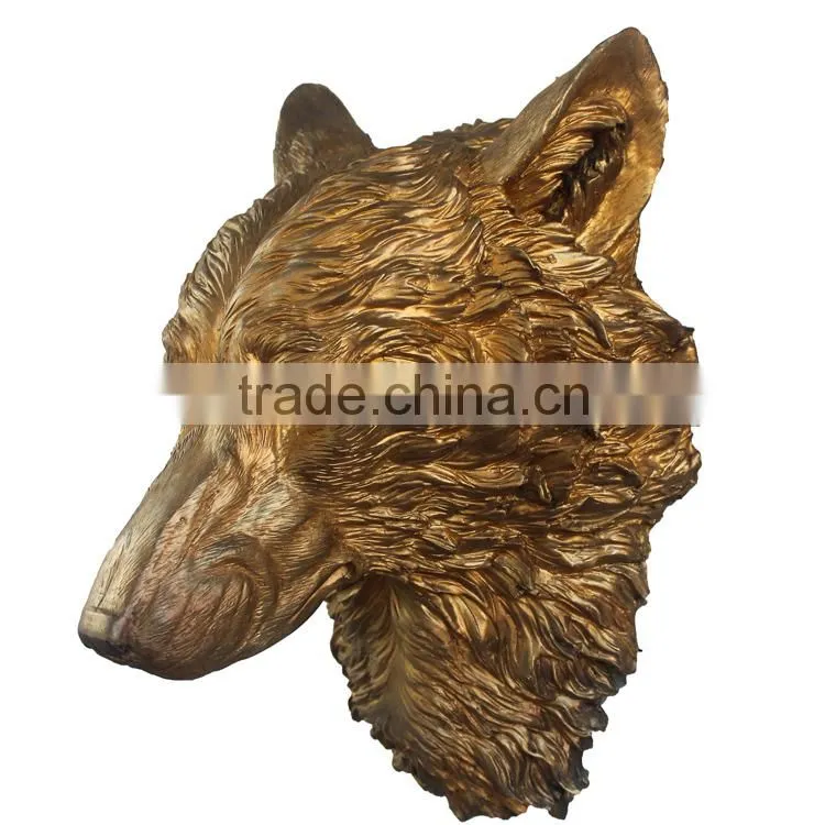 Living room decoration poly resin giant wolf head