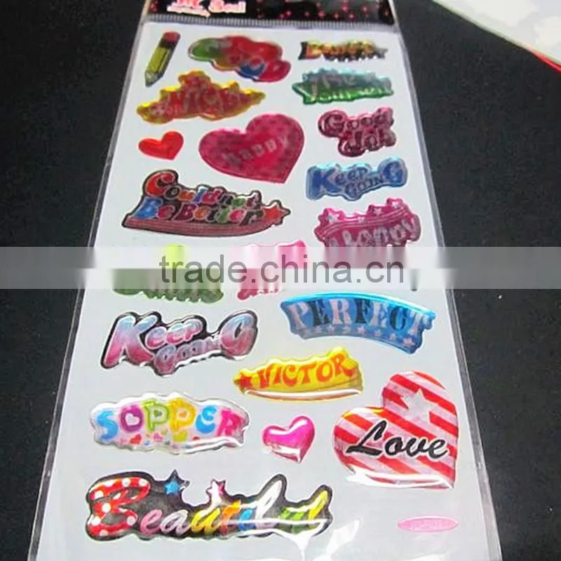 circle shape custom colorful cartoon epoxy sticker for home decoration