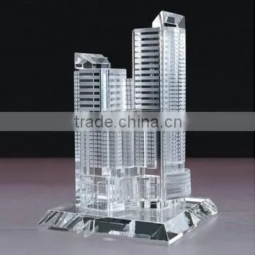 Fashion 3d laser crystal miniature building models for business souvenir