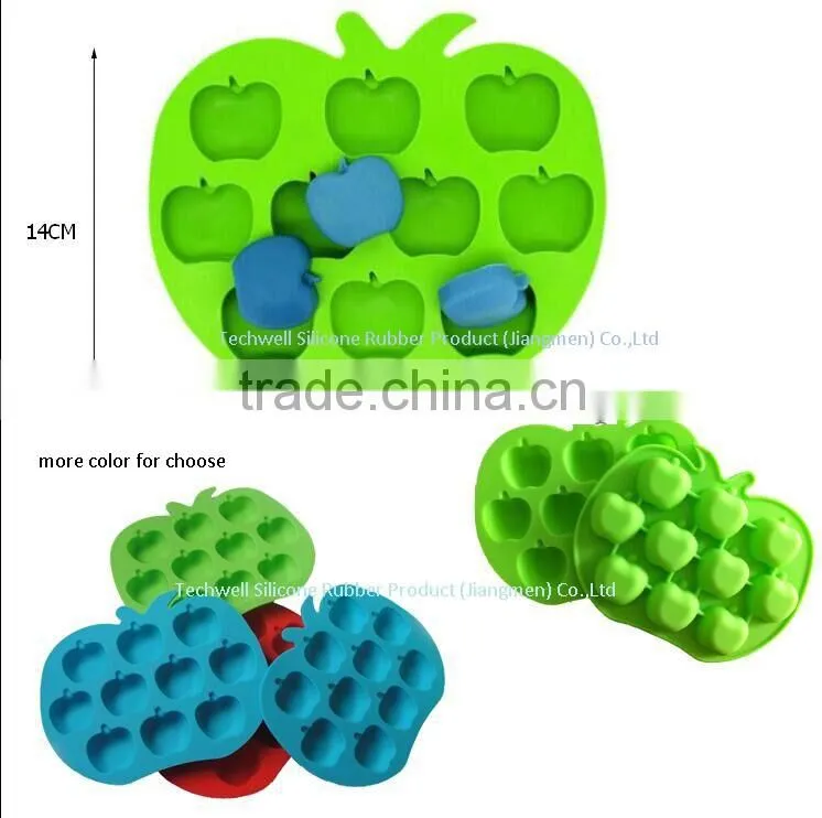 factory wholesaler low price appled shaped silicone ice cube tray
