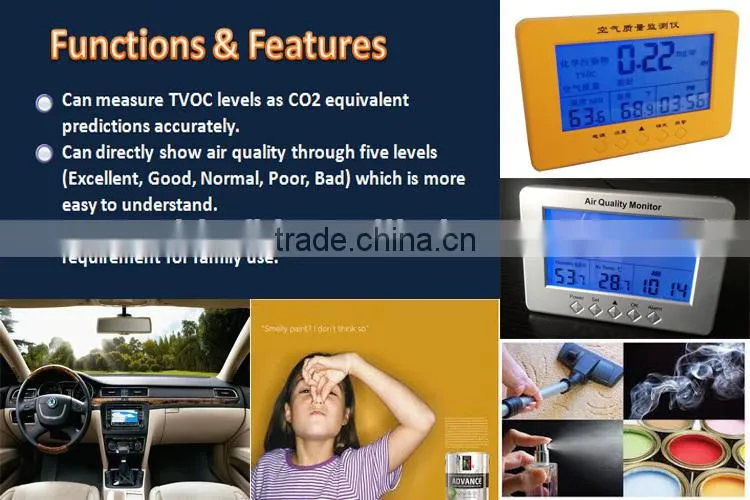 High accuracy multi-function indoor air quality monitor, portable CO2 monitor AQ-01
