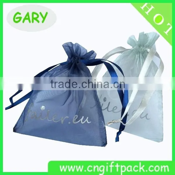 12x16cm China Organza Bags with Logo Ribbon
