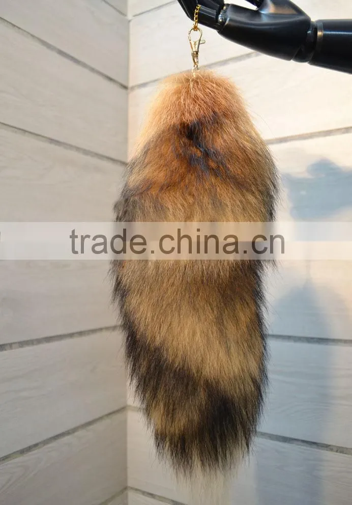 High quality real fox tail fur keychain