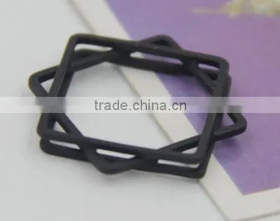 Rock n Roll Stacking Square Brass Gold Silver and Black Ring