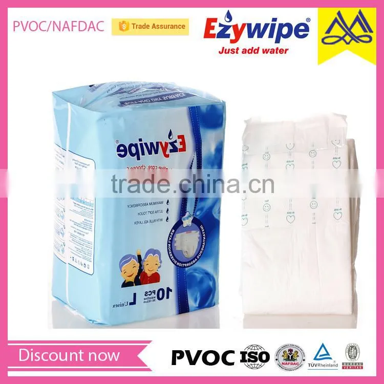 Soft cotton 3D leak-guard adult diaper, PE film good adult nappy, super absorbency cheap adult diaper