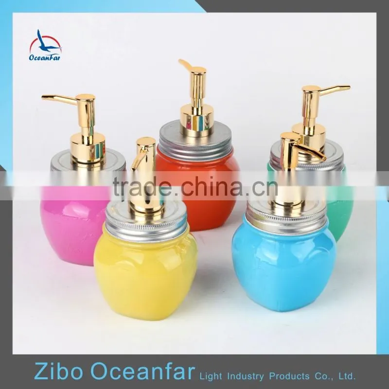 Hot Sale Colored Empty Square Pump Lid Glass Mason Jar