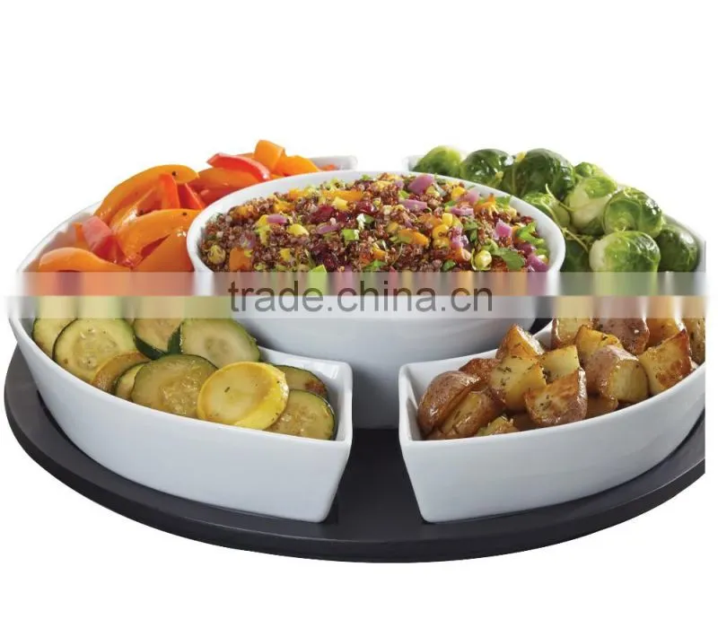 Porcelain Plate With Wooden Tray