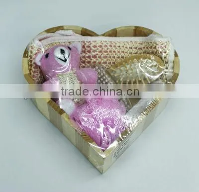 massage scrubber &pumice stone spa set in wood basket