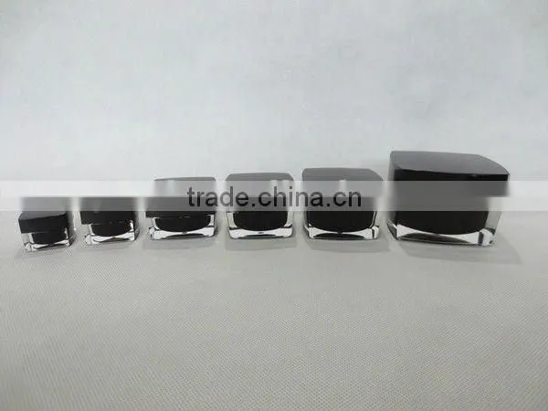 Black Acrylic Cream Jars and Cosmetic Lotion Bottles With Pump and Cap