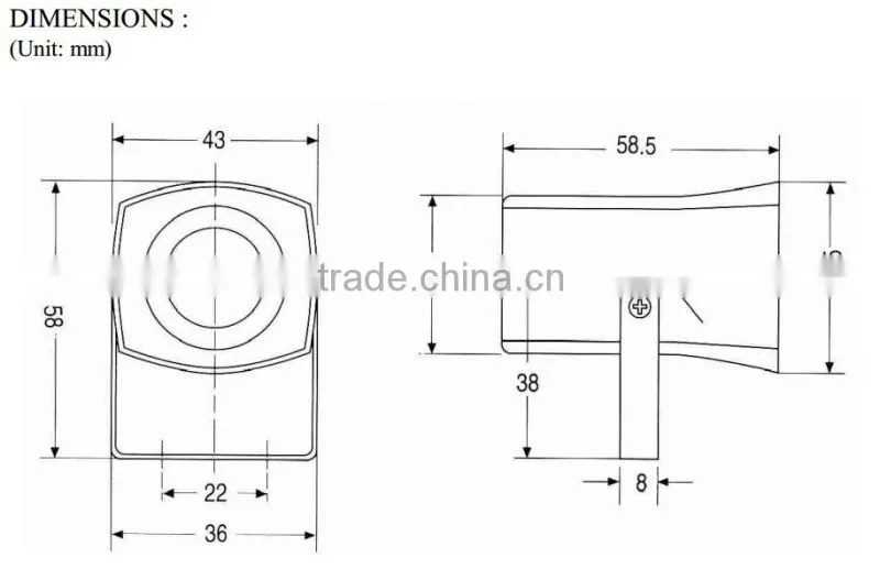 FB-130 12v small highly efficient piezo siren with fixing strap (FBELE)