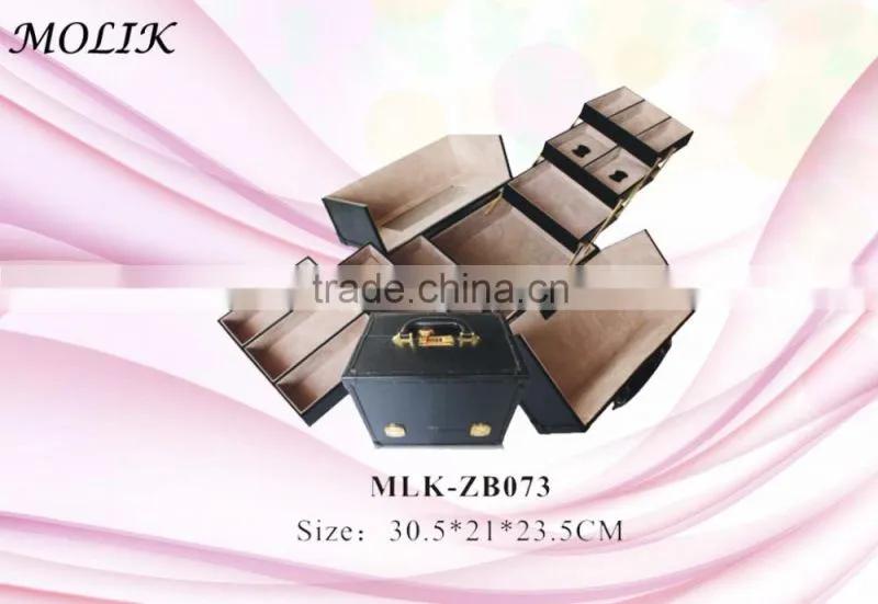 Wonderful color leather makeup box with 6 drawers