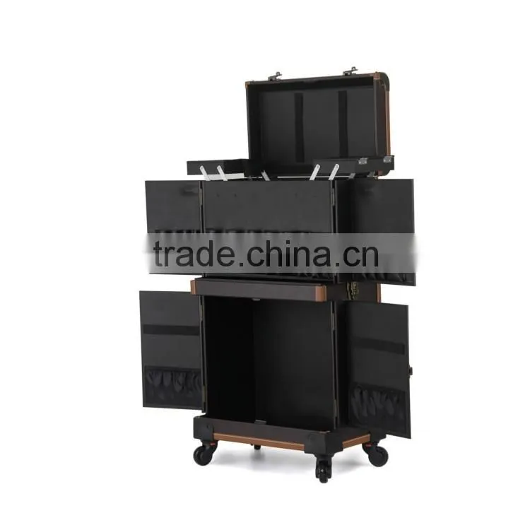 Professional & Stylish pvc trolley beauty case, pvc wheeled makeup case, pvc trolley hairdressing case