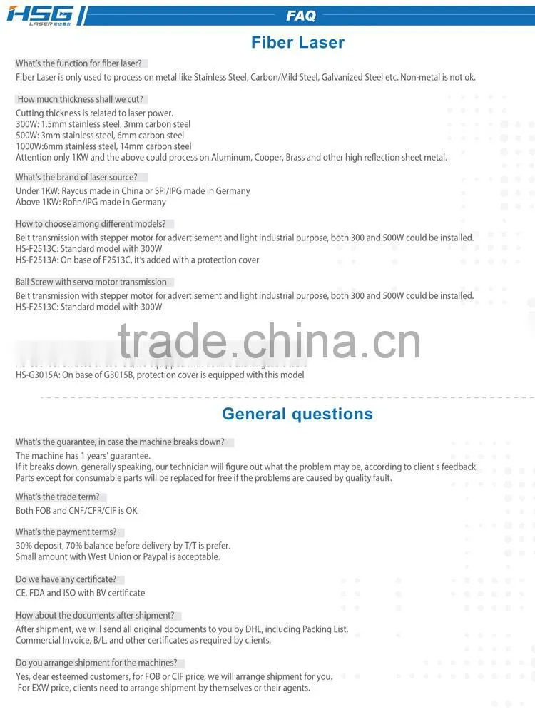HSG Cnc Fiber Pipe Plate Laser Cutting Machine Price for 3 Meters Pipe