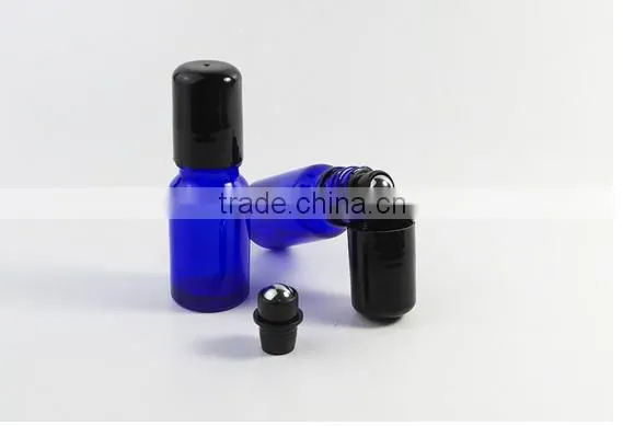 10ml perfume roller ball bottle Blue glass stainless steel bead bottle