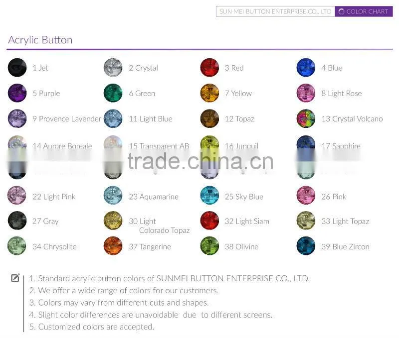 Lead Free ab Acrylic Round Oriental Button for Cloth