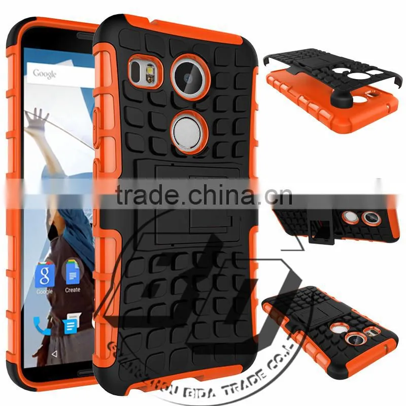 Top Selling Durable heavy duty armor kickstand TPU+PC 2 in 1 case For LG Angler For Google Nexus 5x 2015 lowest price