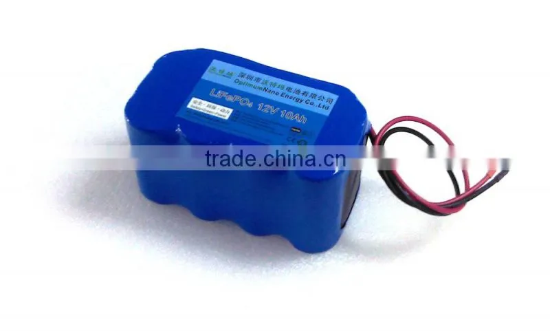 Hot selling wohlesales factory quality LiFePo4 12V/10Ah rechargeable battery pack