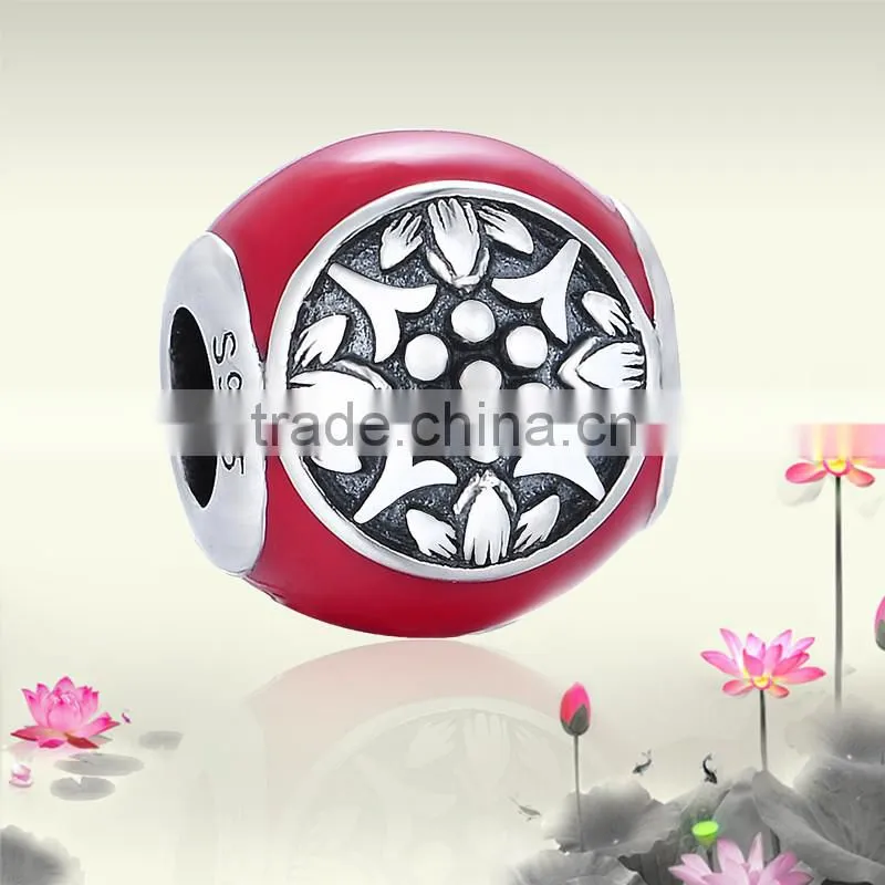 925 Sterling Silver Red Enamel Charms Wholesale Jewelry