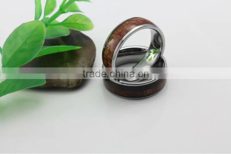 8mm wedding ring two-ton wood inlay titanium wood ring unique titanium ring
