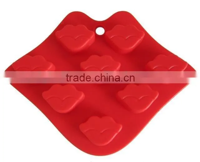Lovely 8 Cavities lip shaped ice cube tray silicone molds