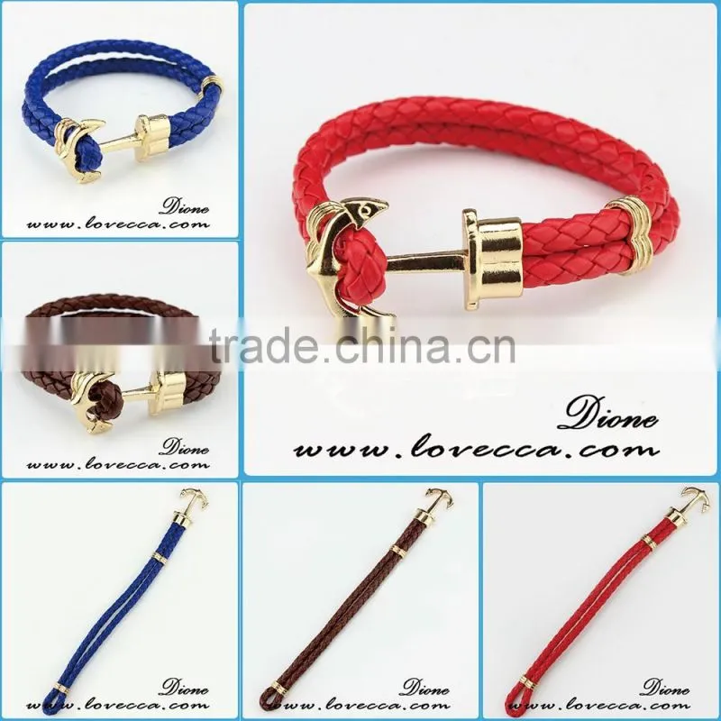 DIY Jewelry fashion bracelet mens navy nautical braided leather anchor bracelet