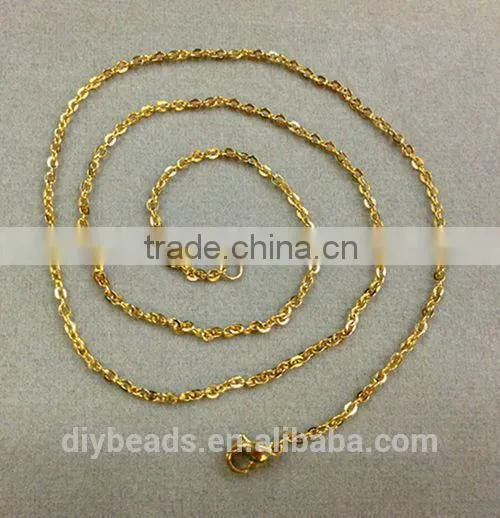 24k gold plated stainless steel 2x450mm fashion necklace chain