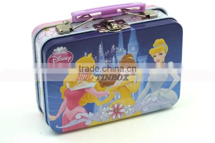 Rectangular Kids Gift Tin Lunch Box with Handle and Lock