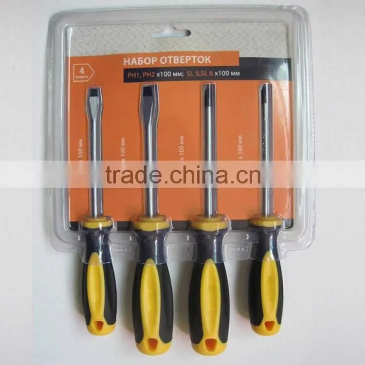 PP+TPR double color plastic handle, phillip, slotted screwdriver