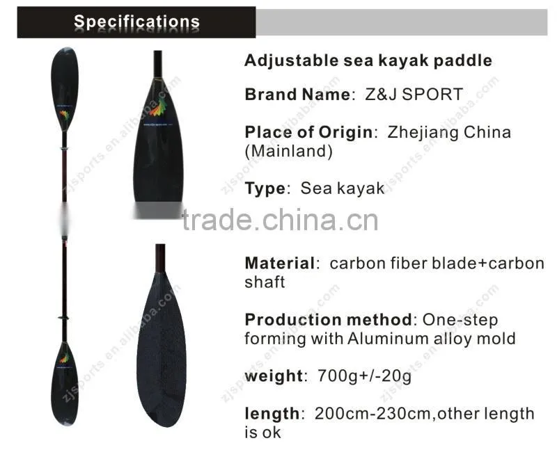 Adjustable carbon fiber Flat blade paddle