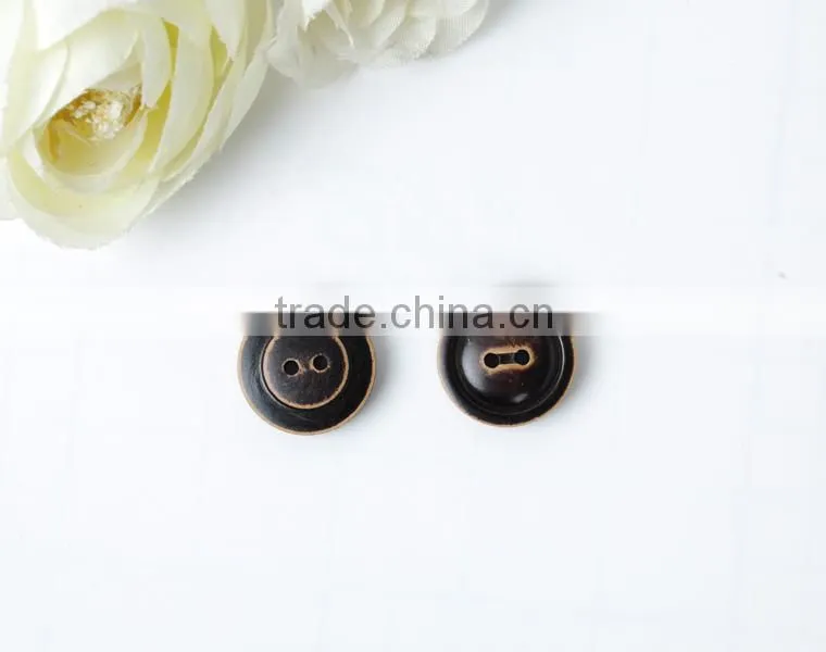 Black Wooden Buttons Round 2 Holes Vintage Buttons