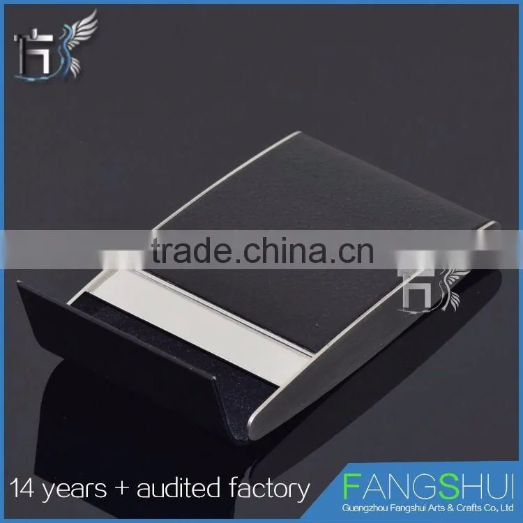 Promotional pu brown leather business card holder case france hot sale