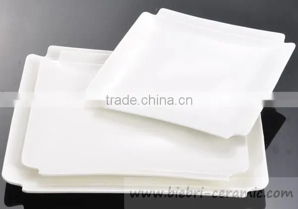 Restaurant Hotel Pure White Porcelain Square Plates Bowls Dinner Sets
