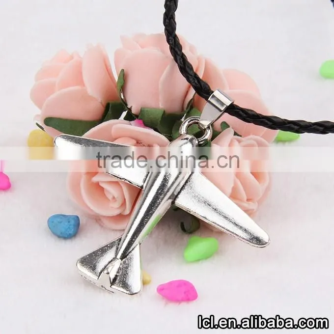 Low price airplane necklace , hot sale airplane pendant short chain necklace