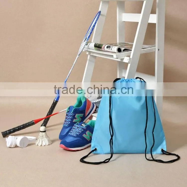 Logo printable 210T Nylon sports shoes bag riding Backpack waterproof drawstring backpack