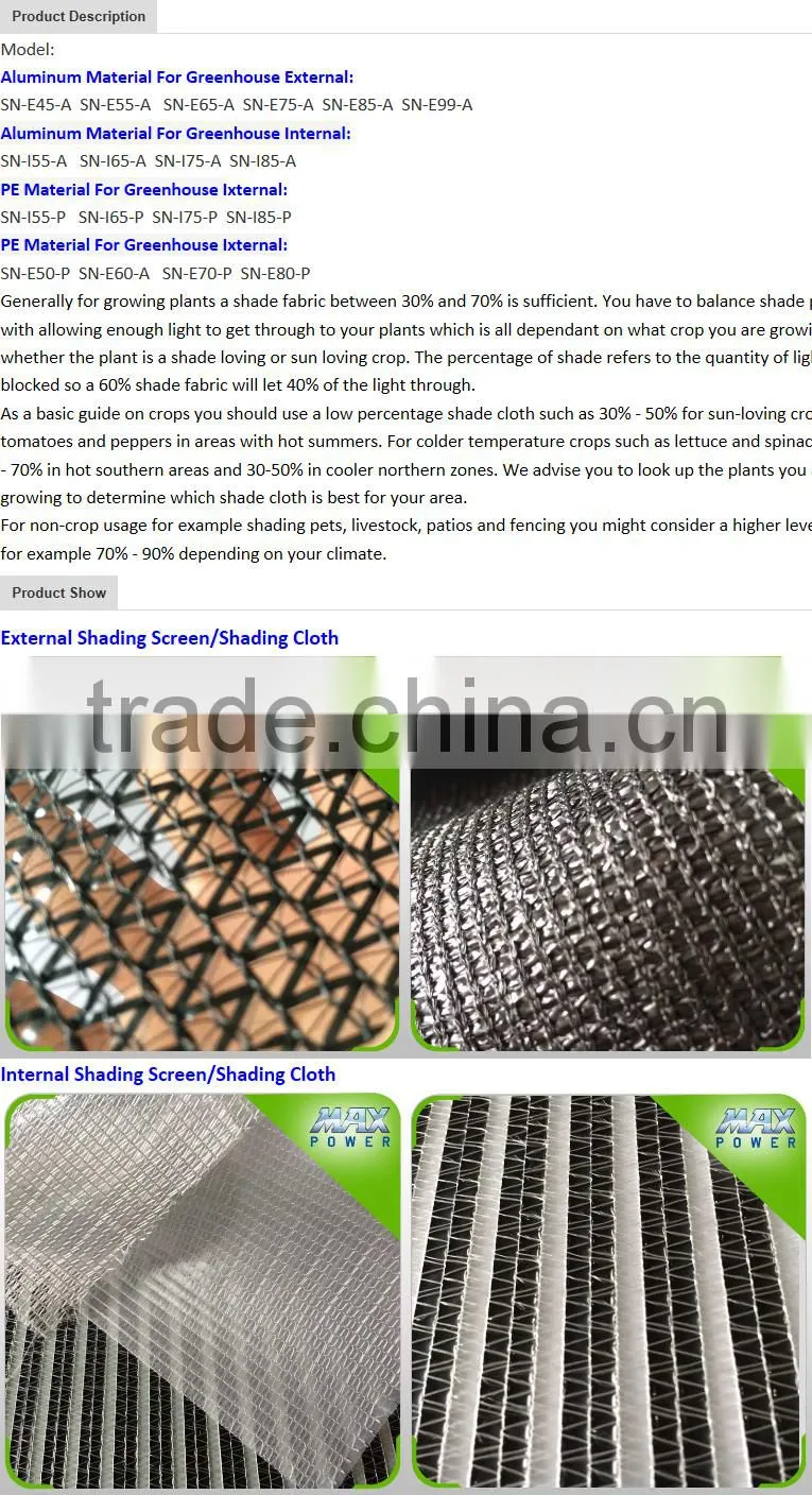 Greenhouse Monofilament or flat yarn Shade Cloth
