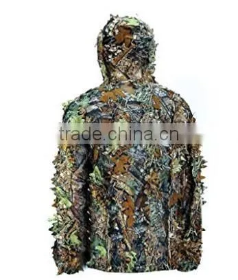Mens High Quality Natural Hooded Camouflage Leafy Hunting Suit