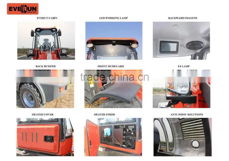 Everun Wheel Loader ER16 with EUROiii Engine attachable wheels for Sale