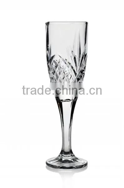 antique long clear stemware czech goblet glassware; elegant fancy wedding champagne flute wine glass
