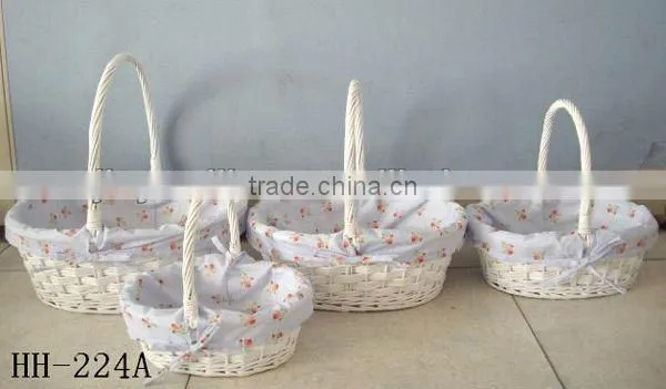 4pcs wholesale white wicker baskets for gifts