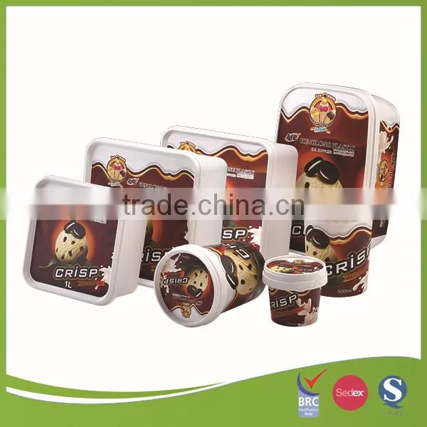 iml design injection pp plastic ice cream containers
