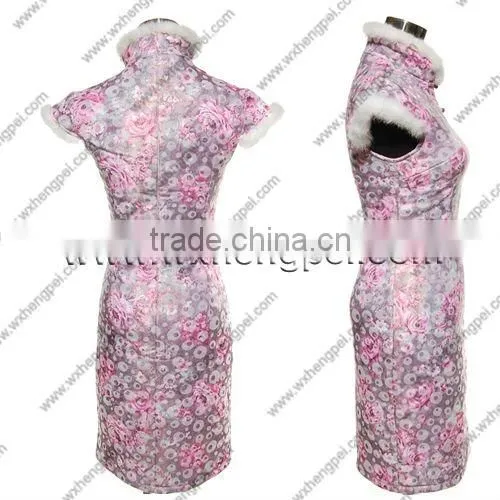 pink winter cheongsam