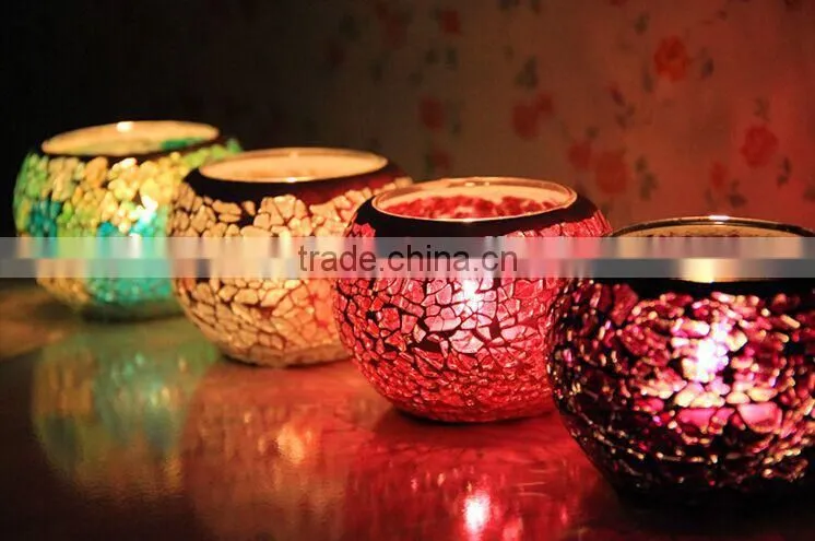 Wholesale mosaic candle holder, broken colored glass